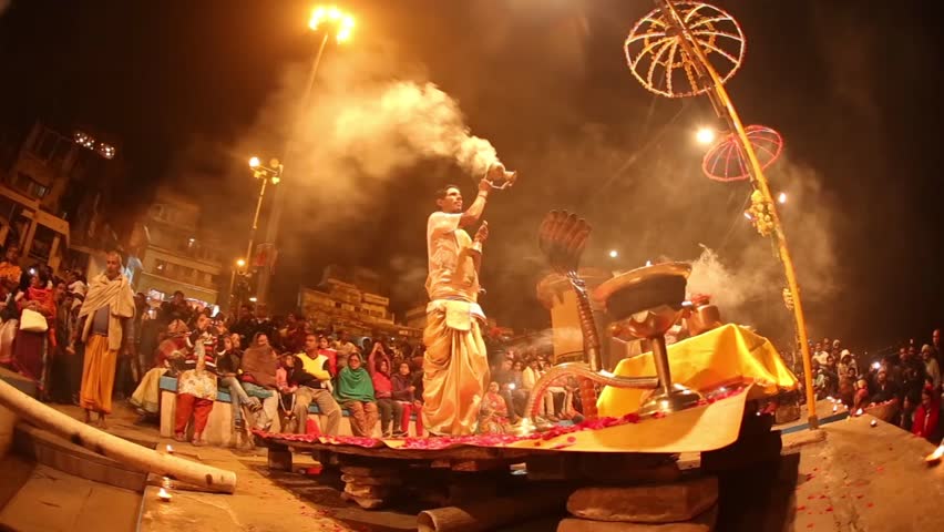 Varanasi, India - January 1, 2015: Ganges River And Varanasi Ghats 