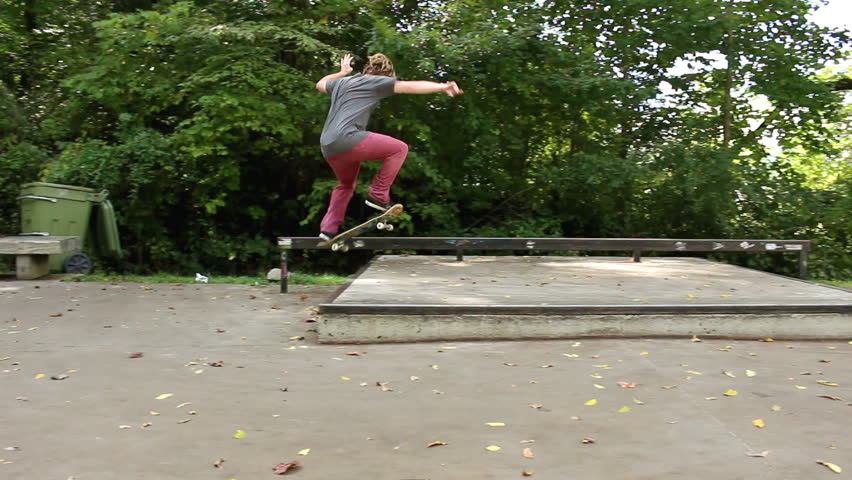 Skateboard Grind To Manual Trick. Stock Footage Video 11654006