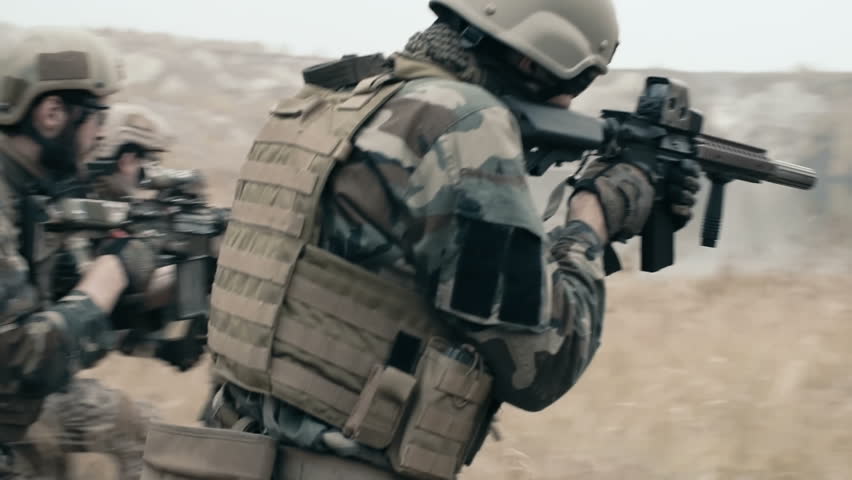Slow Motion Of Armed Soldiers Running Forward To Attack Stock Footage Video 12486500 Shutterstock
