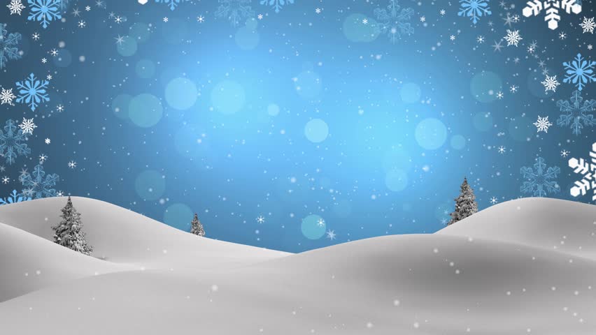 Cartoon Christmas Snow Scene Looping Background Pan Stock Footage Video