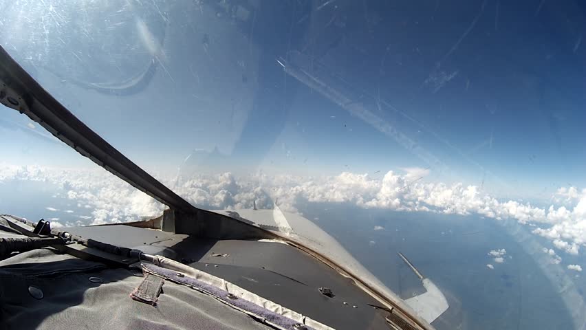 Flight Over Clouds View From Cockpit Plane. Stock Footage Video 