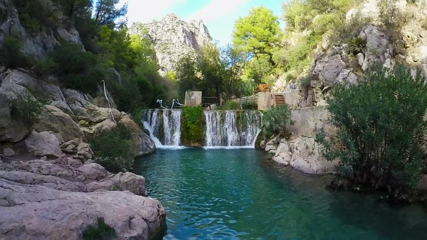 Aerial Top View Of Waterfalls Algar (les Fonts De L'algar), Callosa D 