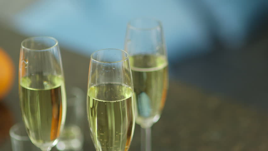 Kitchen Counter Close Up close up panning selective focus champagne flutes on kitchen Kitchen Counter Close Up close up panning selective focus champagne flutes on kitchen