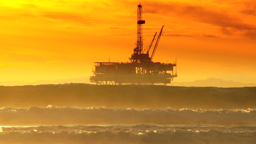 Oil Platform Off Coast At Sunset Stock Footage Video 2127476 - Shutterstock