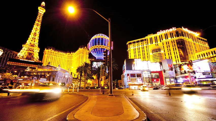 Time Lapse Traffic Night On Las Vegas Strip Stock Footage ...