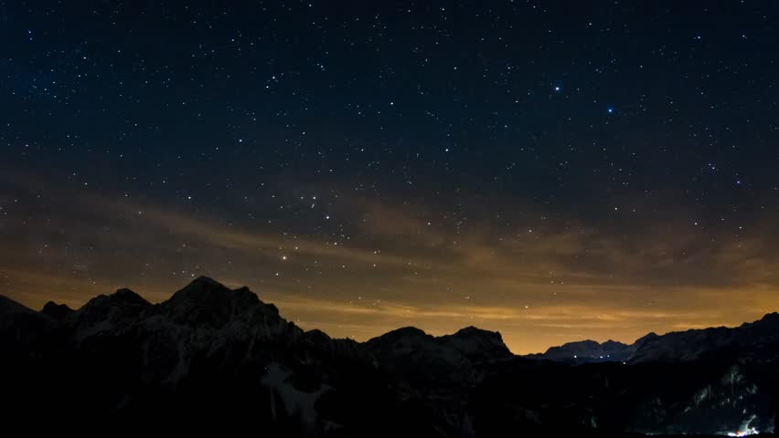 Time Lapse Of The Night Sky In The Mountains With Lots Of Stars Stock 