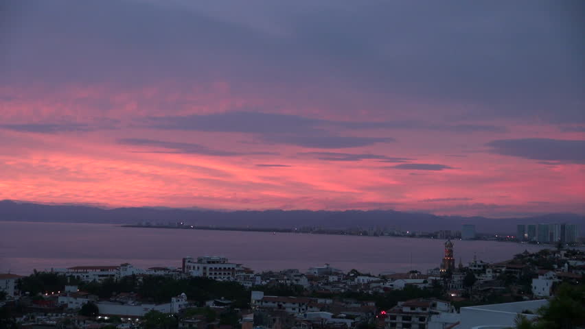 Orange-Colored Sky At The Top Of Blue Ocean Stock Footage Video 