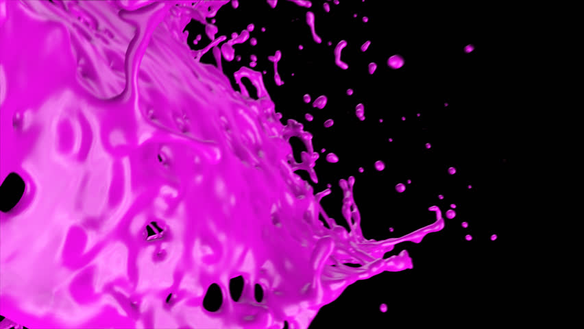 Pink Paint Splash In Slow Motion Isolated On Black Background Full Hd