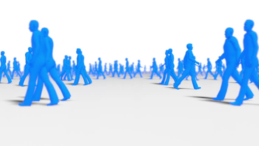 Anonymous Crowd Side Silhouette With One Red Character Stock Footage