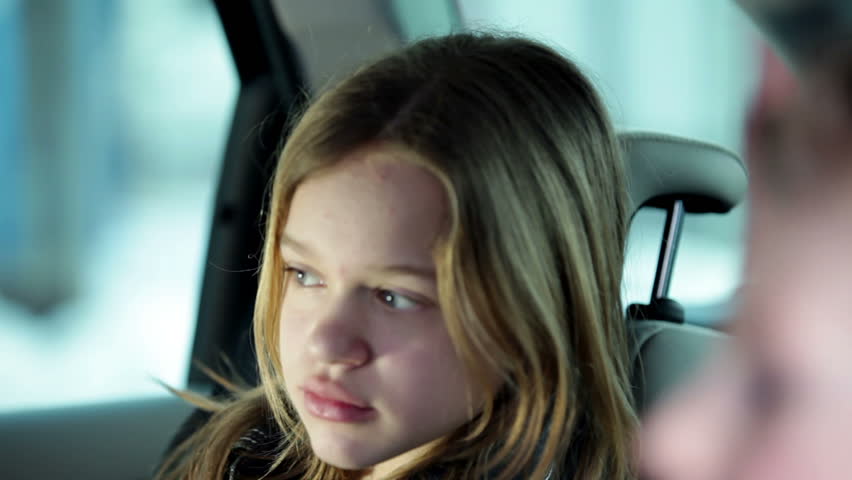 Close Up Shot Of Girl In The Back Seat Of Car Stock Footage Video