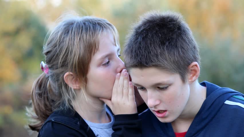 Boy Whispers In The Ear Secret Whispering In Ear Stock Footage
