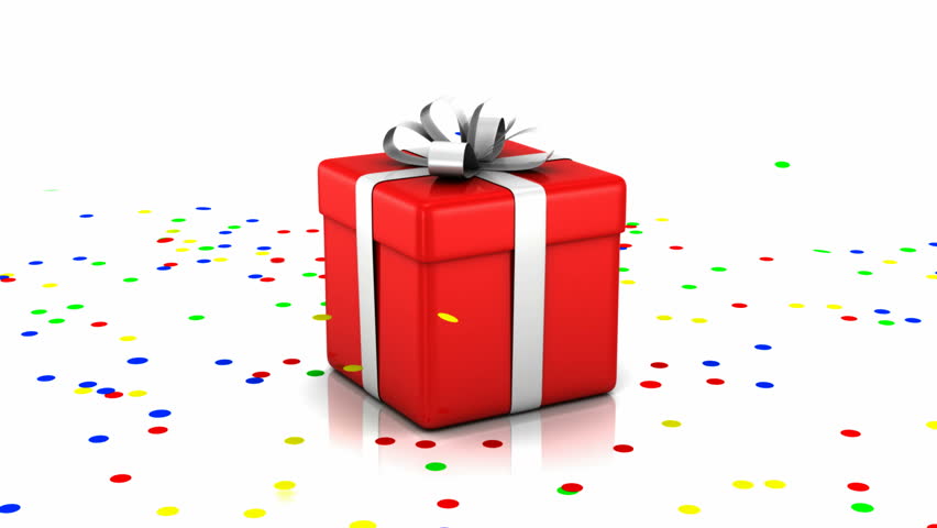 Animation Of Opened Gift Box With Confetti Inside. HQ Video Clip With