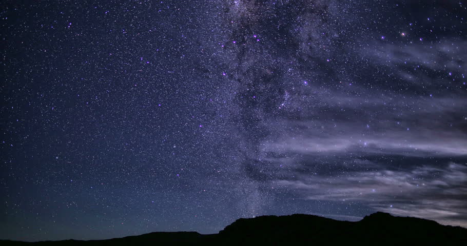 4K Star Trails Night Sky Cosmos Galaxy Time-lapse Over Cabin. Sunrise ...