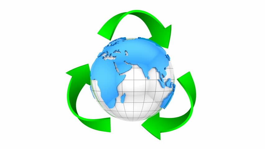 Loop Animated Recycle Symbol With Globe Stock Footage Video 738133