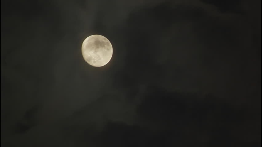 Time Lapse Of Moon. Full Moon Night. Mystical Horror Nightmare. Spooky