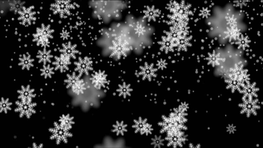 Snowflakes Falling On Black Background, Seamless Loop Stock Footage