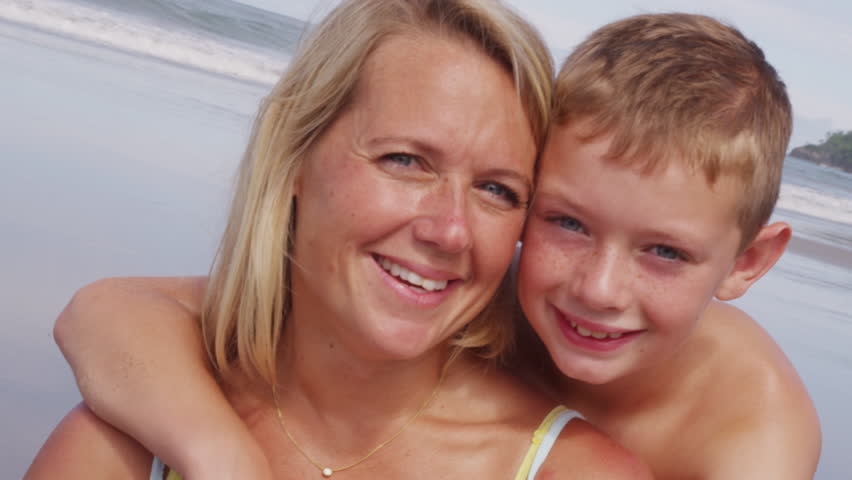Portrait Of Mother And Son At Beach Shot On Red Epic For High Quality 4k Uhd Ultra Hd