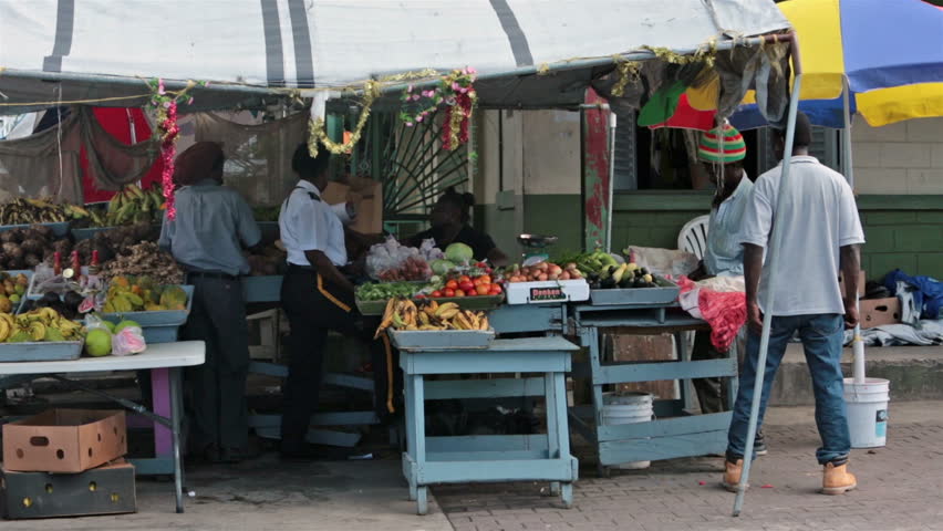 ST JOHNS ANTIGUA JAN 2014: Antigua Caribbean Fruit Vegetable Outdoor
