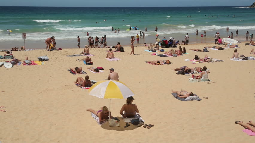 Bondi Beach Sydney Australia 2013 Women In Bikinis Sunbathing On A