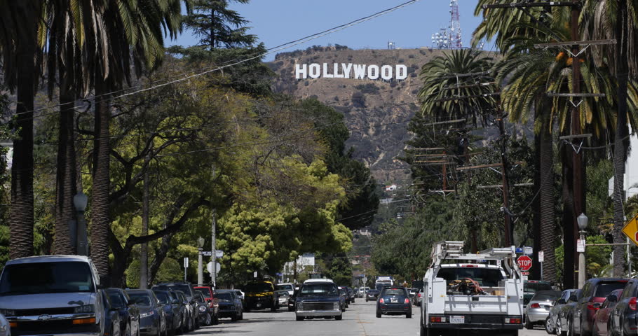 hollywood sign from street hollywood los angeles usa april 3 2013 aerial view hollywood sign from street hollywood los angeles usa april 3 2013 aerial view