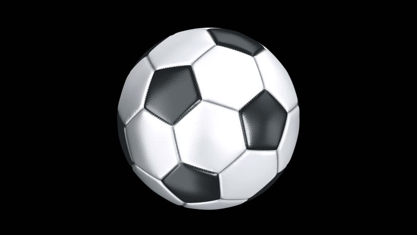 Photorealistic Leather Soccer Ball Rotating On The Black Background