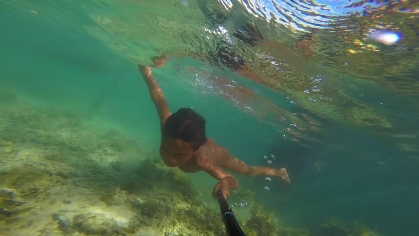 Young Woman Swimming Underwater From Us Stock Footage Video 3233554