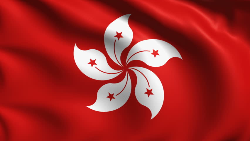 Realistic Ultra-HD Flag Of Hong Kong Waving In The Wind. Seamless Loop ...