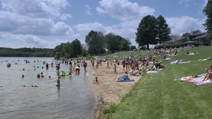 MORAINE STATE PARK, PA - Circa July, 2014 - Beachgoers Enjoy The Summer