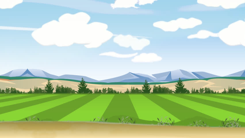 Car Driving By Countryside View Cartoon Animation Stock Footage Video 