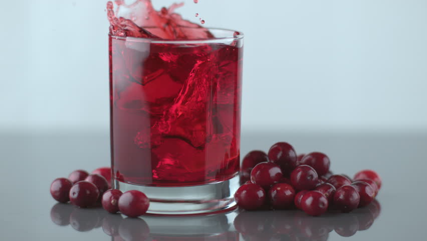 Ice Splashing Into Cranberry Juice In Slow Motion; Shot On Phantom Flex 4K At 1000 Fps Stock ...