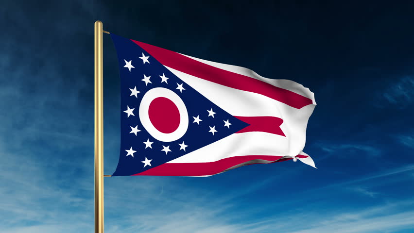 Flag Of Ohio In The Shape Of Ohio State With The Usa Flag In The