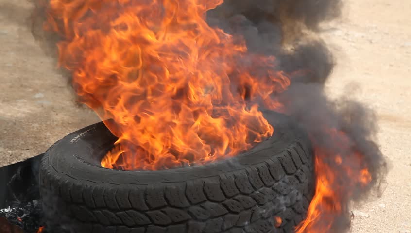 Burning Smoking Tire Fire Destroys Tire Stock Footage Video 9318515