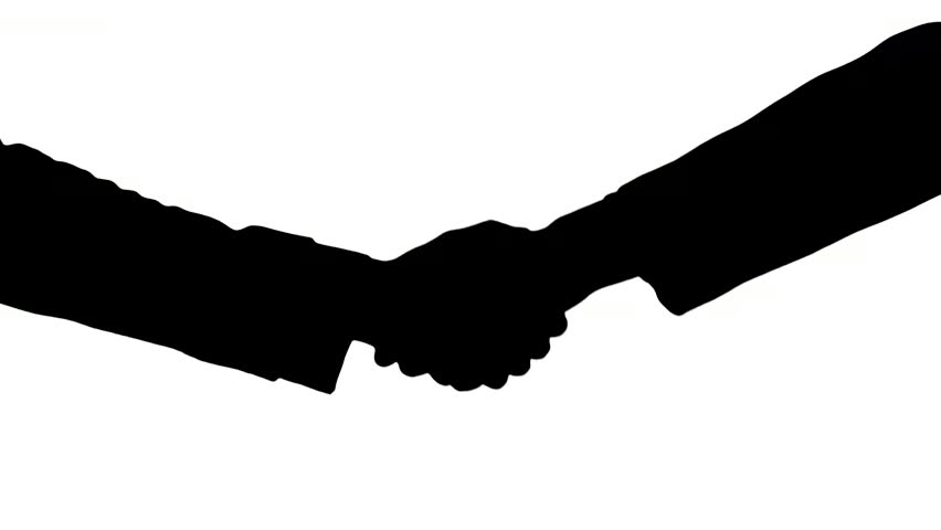 Handshake Silhouette - Black And White Stock Footage Video 468775