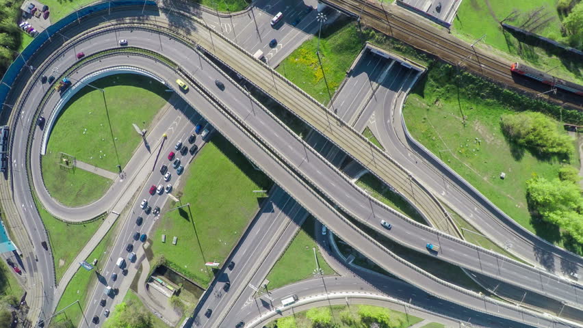 Aerial Of Spaghetti Junction Interchange Freeway Stock Footage Video 