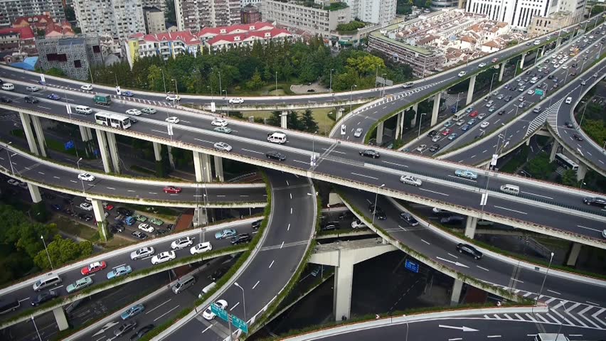 Shanghai,China-December 19,2012:Busy Traffic On Elevated Expressway In ...