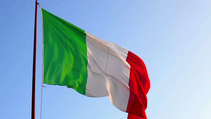 Italian Flag Waving Against Time-lapse Clouds Background Stock Footage ...