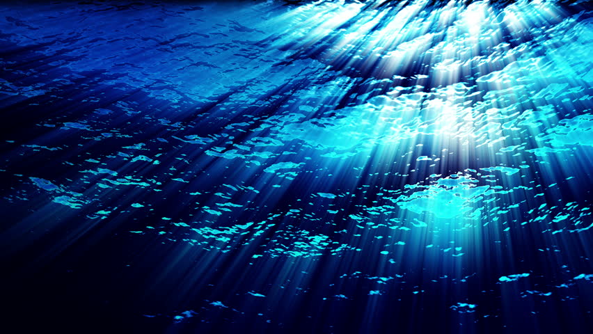 Underwater Ocean Waves Ripple And Flow With Light Rays (Loop). Stock ...