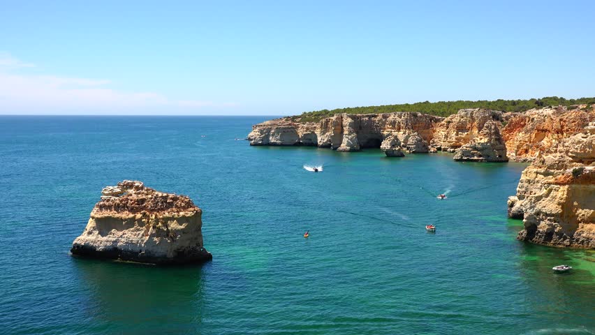 Praia Da Cova Redonda, Porches, Algarve, Portugal Stock Footage Video ...