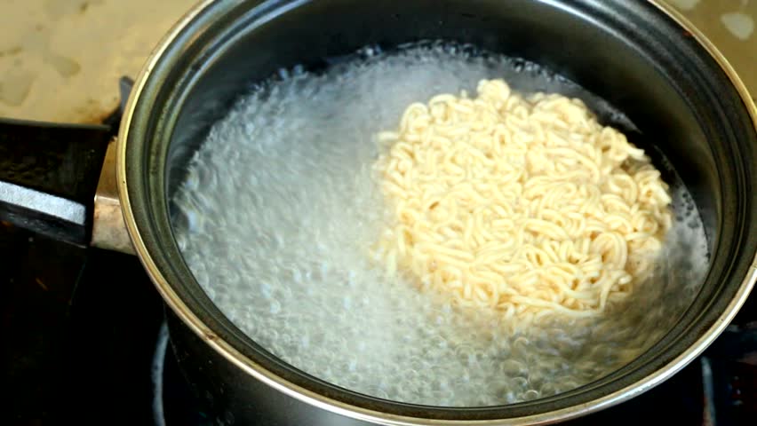 Chef Stirring Pasta Boiling In Hot Water In Metal Pot Stock Footage ...