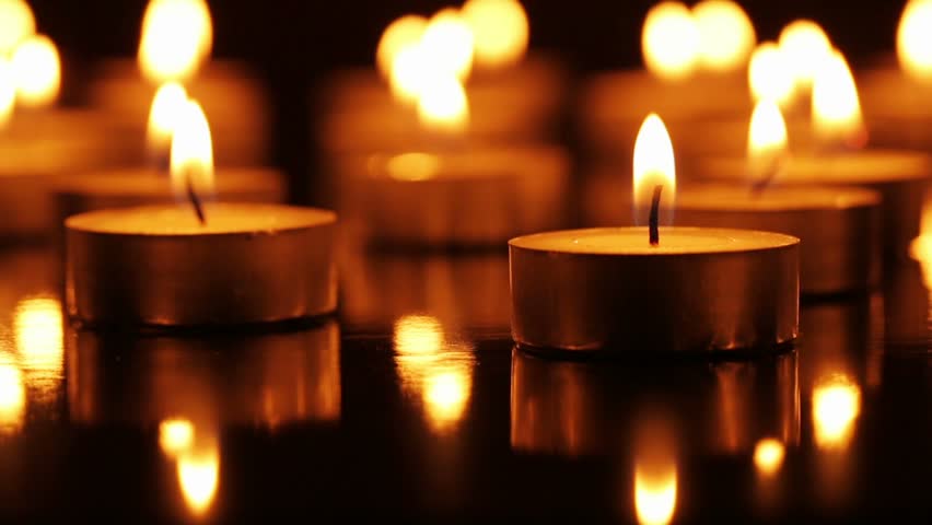 Candles Light Background. Candle Flame At Night. Holiday Candles Close ...