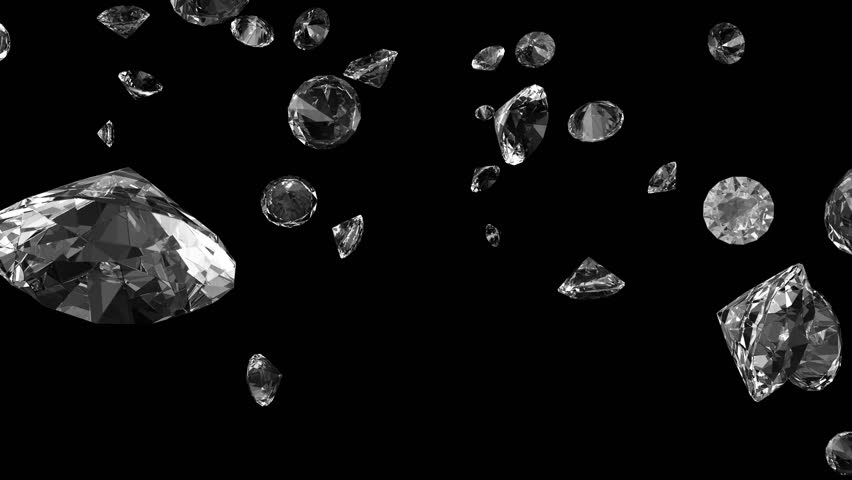 Falling Diamonds On Black Background. HQ Seamless Looping Animation ...