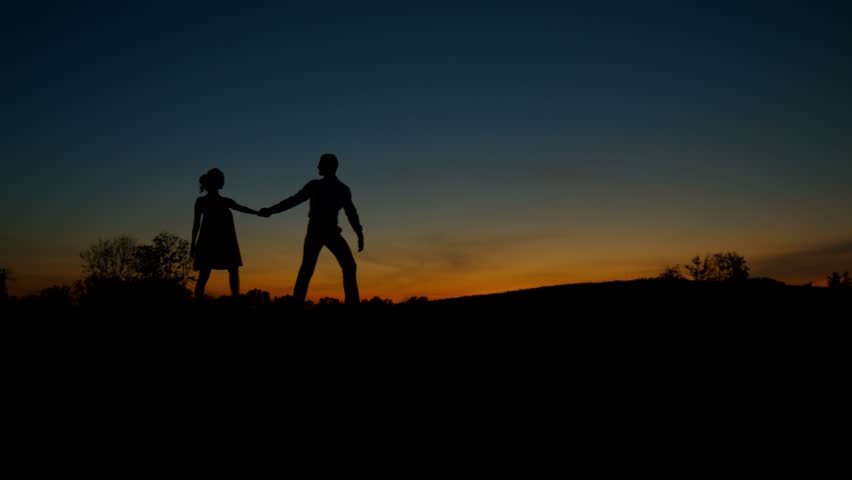 Young Black Couple Silhouettes Dancing Isolated On White Background ...