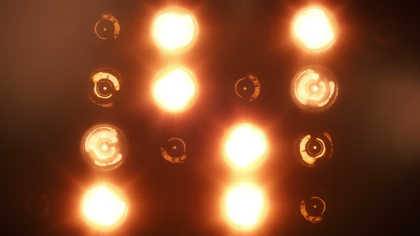 Stage Lights. Amber. Close-up. Shiny Lights Turning On And Off. More ...