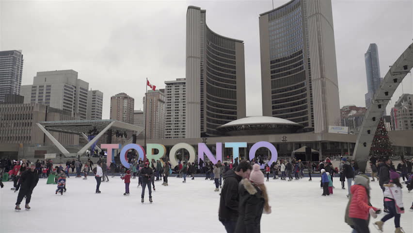 TORONTO, CANADA On JAN 7th: Ice Skating At City Hall In Toronto, Canada ...