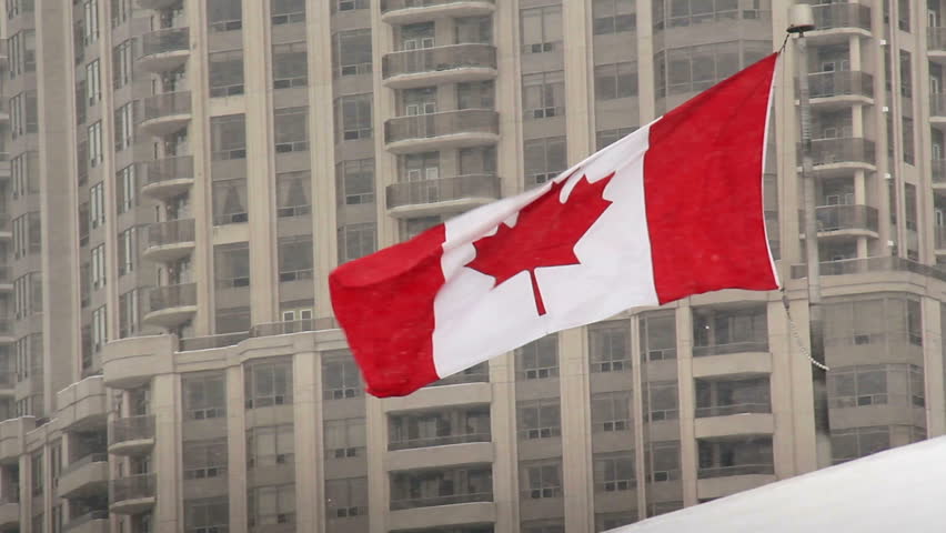 A Time-Lapse Of The Canadian Flag Blowing In The Wind. Stock Footage ...