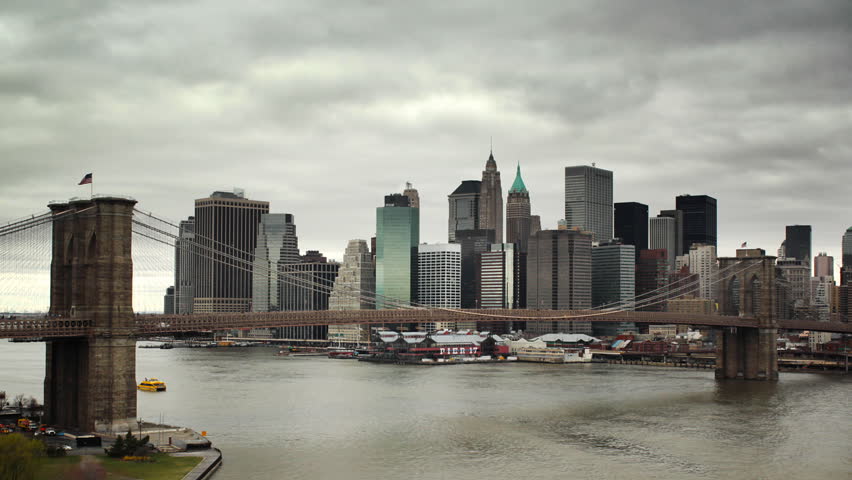 NYC Brooklyn Bridge Cloudy Time Lapse Stock Footage Video 1691665 ...