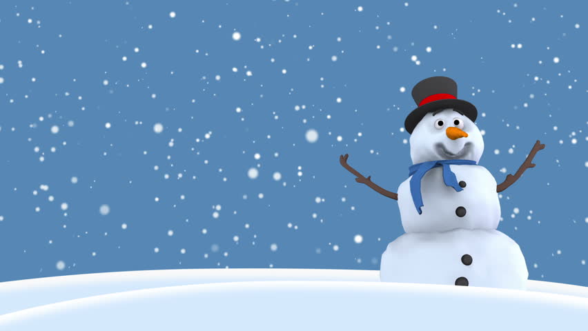 Christmas Snowman Salutation Animated Greeting Card 3d Cartoon.
