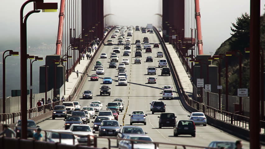 Cars Traverse The Golden Gate Bridge In San Francisco Stock Footage ...