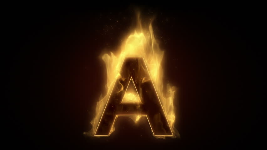 Fiery Letter A Burning In Loop With Particles Stock Footage Video ...