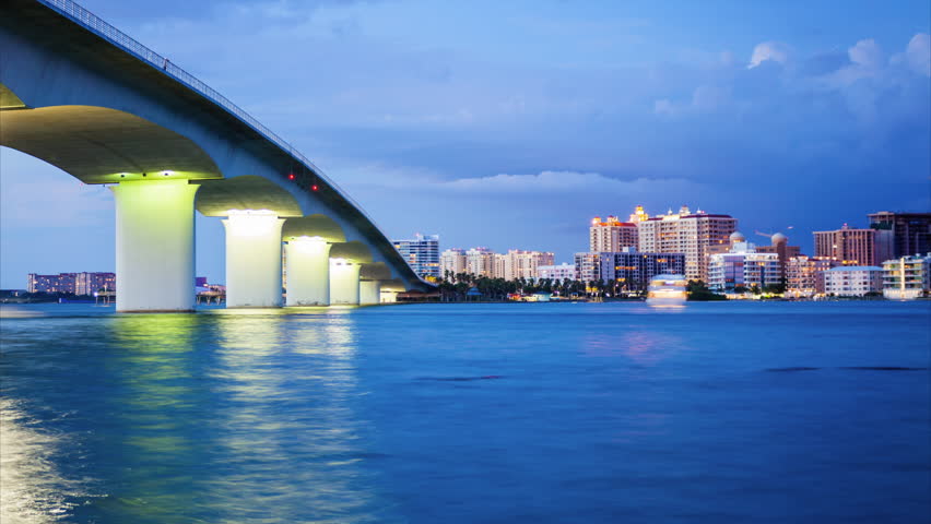 Sarasota, Florida, USA Downtown City Skyline At Sarasota Bay. Stock ...